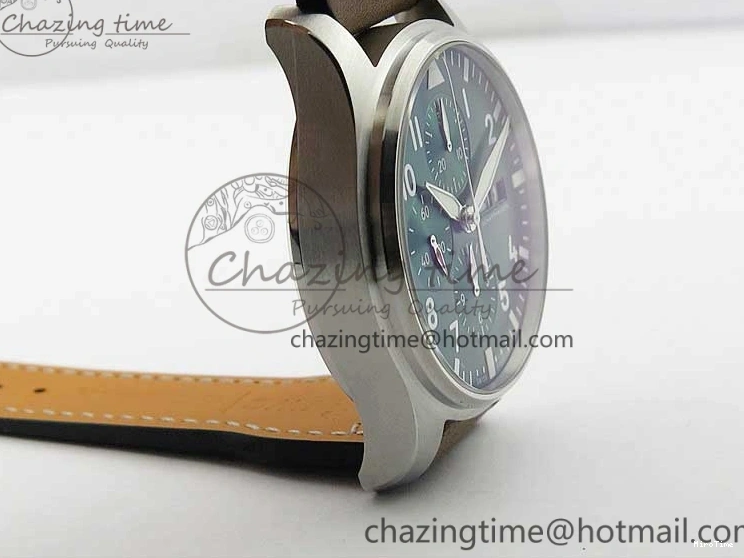 MIROTIME 0414 Pilot Chrono IW377726 ZF 1:1 Best Edition Green Dial on Brown Leather Strap A Trendsetting 7125